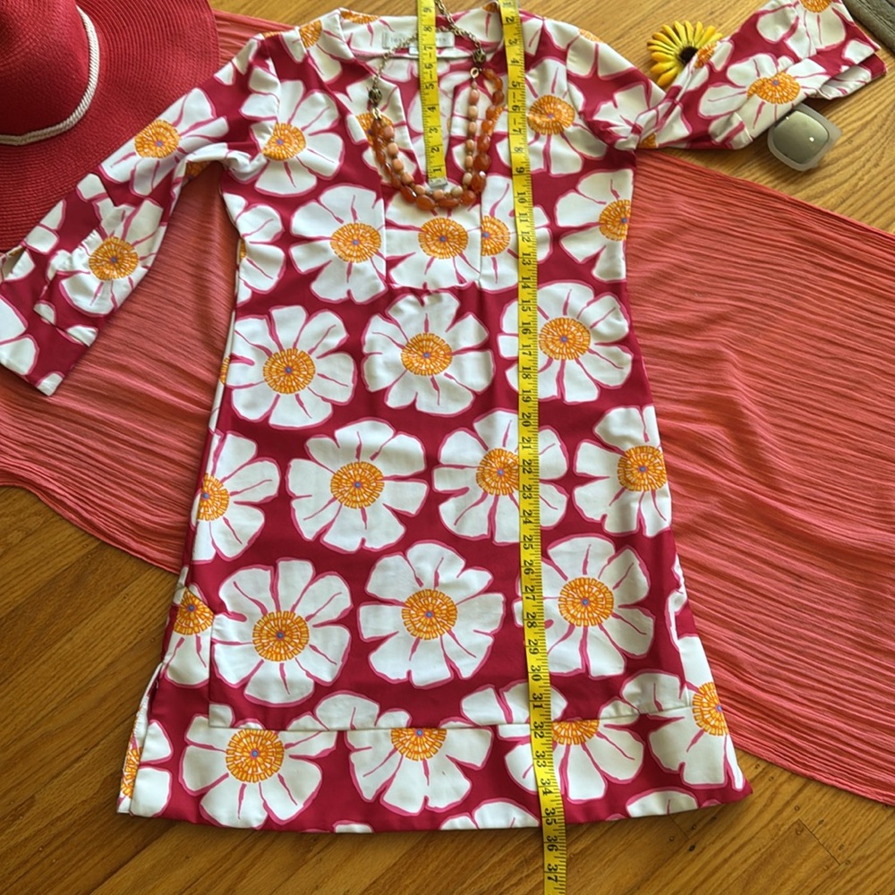 💐LESLEY EVERS; Beautiful & Colorful Floral 3/4 Sleeve Stretchy Dress. Size Sm! - Picture 12 of 15